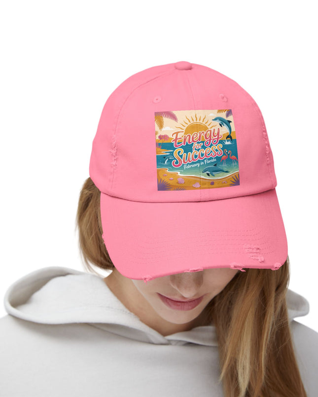 "February in Florida, Energy for Success" Unisex Distressed Cap