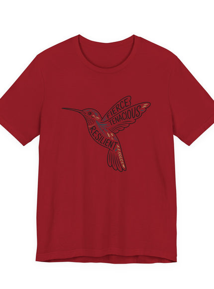 "Hummingbird with words in it" Unisex Jersey Short Sleeve Tee