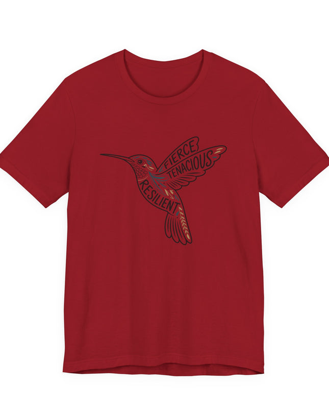 "Hummingbird with words in it" Unisex Jersey Short Sleeve Tee