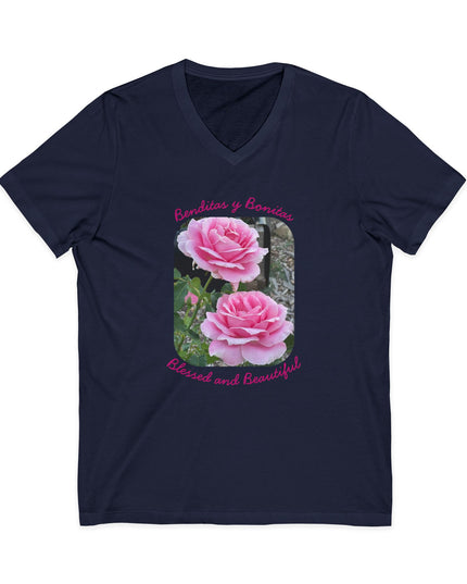 "Blessed and Beautiful" Ladies' V-Neck T-Shirt
