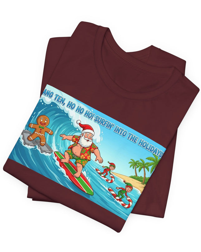 "Surfing into the Holidays" Unisex Jersey Short Sleeve Tee