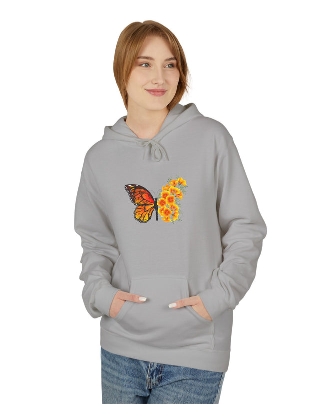 "Butterfly Poppies" (Ink front and back) Unisex Midweight Softstyle Fleece Hoodie