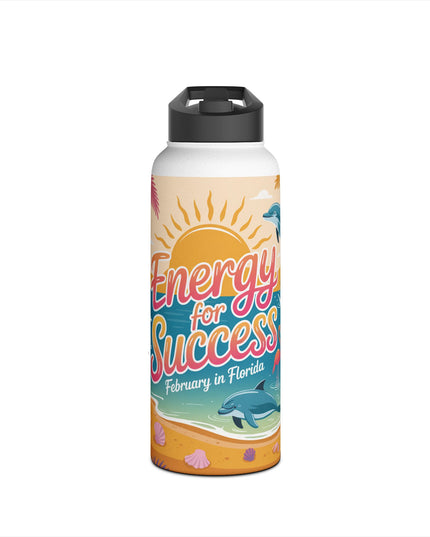 "February in Florida, Energy for Success" Stainless Steel Water Bottle, Standard Lid