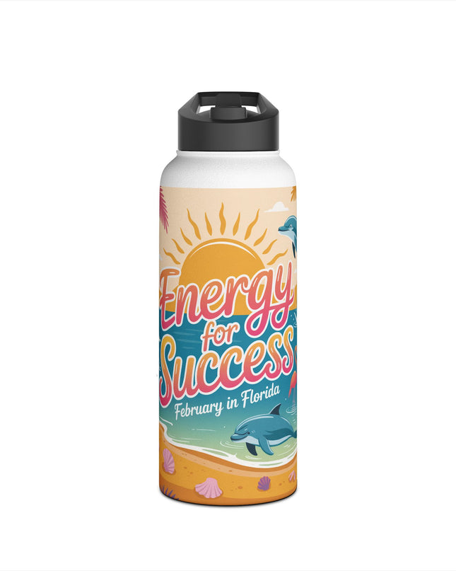 "February in Florida, Energy for Success" Stainless Steel Water Bottle, Standard Lid
