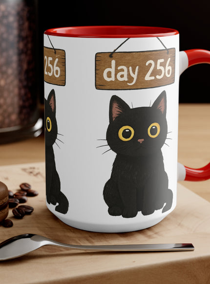 "Day 256 Not Blinking Black Cat" Accent Mug