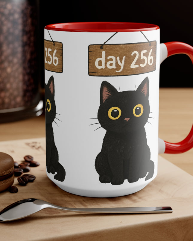 "Day 256 Not Blinking Black Cat" Accent Mug