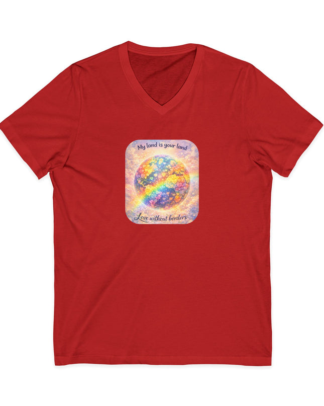 "My Land is Your Land" Unisex Jersey Short Sleeve V-Neck Tee