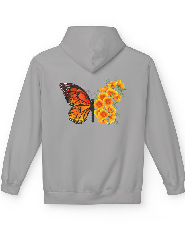 "Butterfly Poppies" (Ink front and back) Unisex Midweight Softstyle Fleece Hoodie