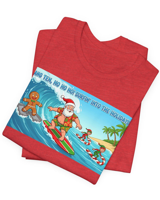 "Surfing into the Holidays" Unisex Jersey Short Sleeve Tee