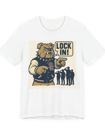 "The Fierce San Rafael High School Bulldog says Lock in!" Unisex Jersey Short Sleeve Tee
