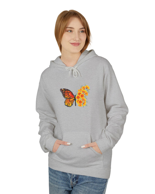 "Butterfly Poppies" (Ink front and back) Unisex Midweight Softstyle Fleece Hoodie