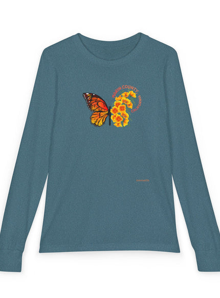 "Butterfly and Poppies" Youth Jersey Long Sleeve Tee