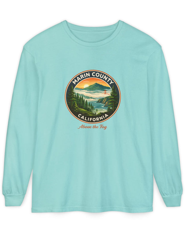 "Marin County, Above the Fog" Unisex Garment-dyed Long Sleeve T-Shirt