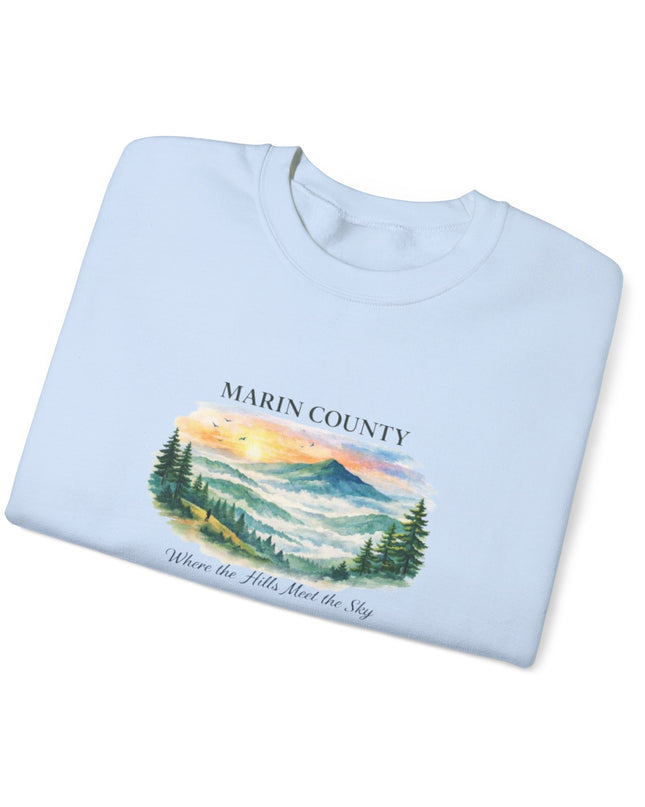 "Marin County, Where the Hills Meet the Sky" Unisex Heavy Blend Crewneck Sweatshirt