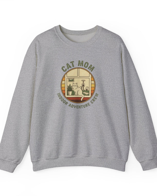 "Cat Mom Indoor Adventure Crew" Unisex Adult Sweatshirt