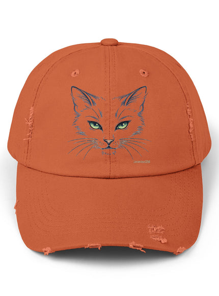 "Cat Face Sketch" Unisex Distressed Cap