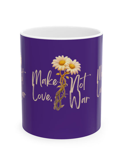 "Make Love Not War With Flower" Ceramic Mug, (11oz, 15oz)