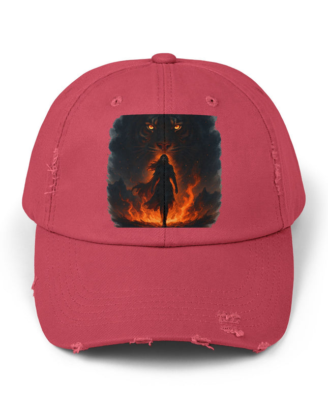 "Eye of the tiger, walking through fire" Unisex Distressed Cap