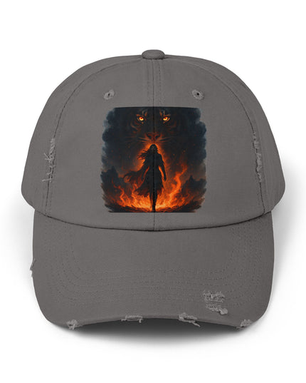 "Eye of the tiger, walking through fire" Unisex Distressed Cap