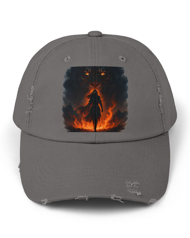 "Eye of the tiger, walking through fire" Unisex Distressed Cap