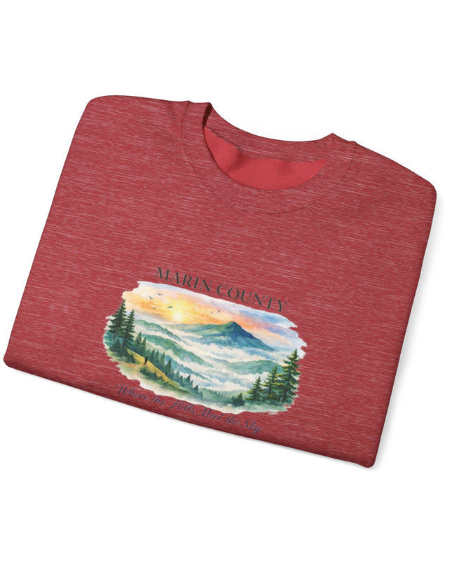 "Marin County, Where the Hills Meet the Sky" Unisex Heavy Blend Crewneck Sweatshirt