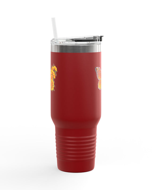 "Butterfly Poppies" Insulated Travel Mug, 40oz