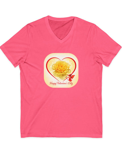 "Happy Valentine's Day" Unisex Jersey Short Sleeve V-Neck Tee