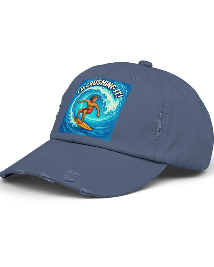 "I'm crushing it!" Unisex Distressed Cap