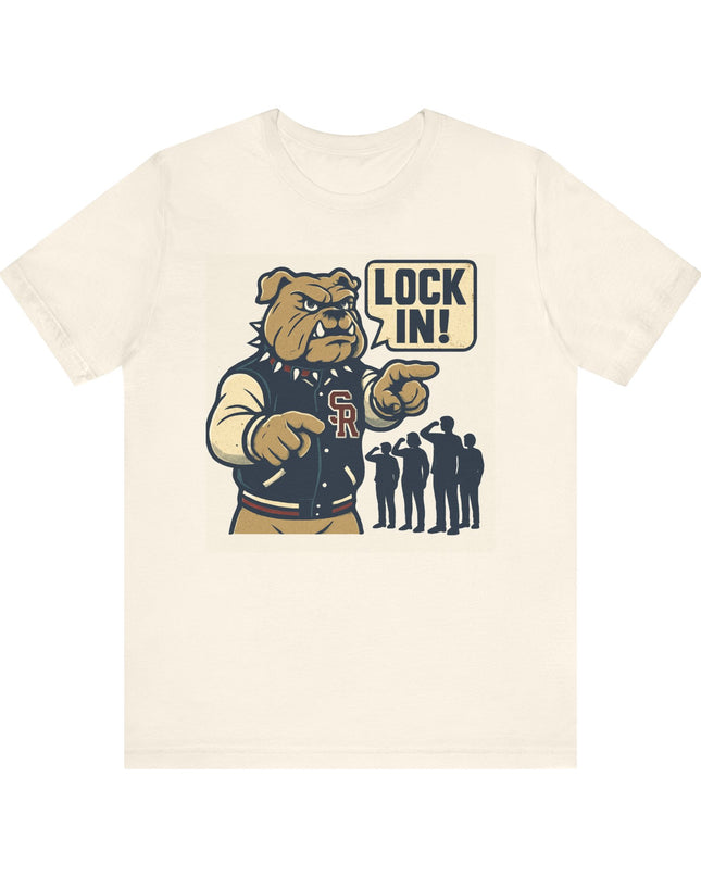 "The Fierce San Rafael High School Bulldog says Lock in!" Unisex Jersey Short Sleeve Tee