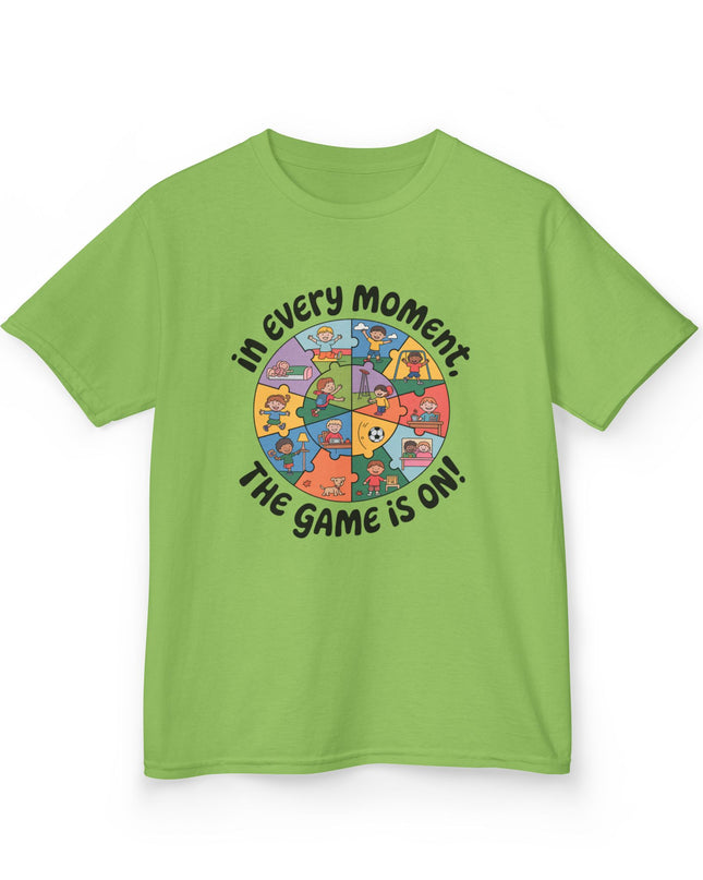"In every moment, the game is on" Kids Short Sleeve Tee