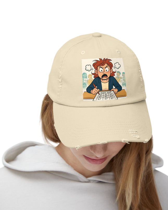 "67 with a Frustrated Math Teacher" - Unisex Distressed Cap