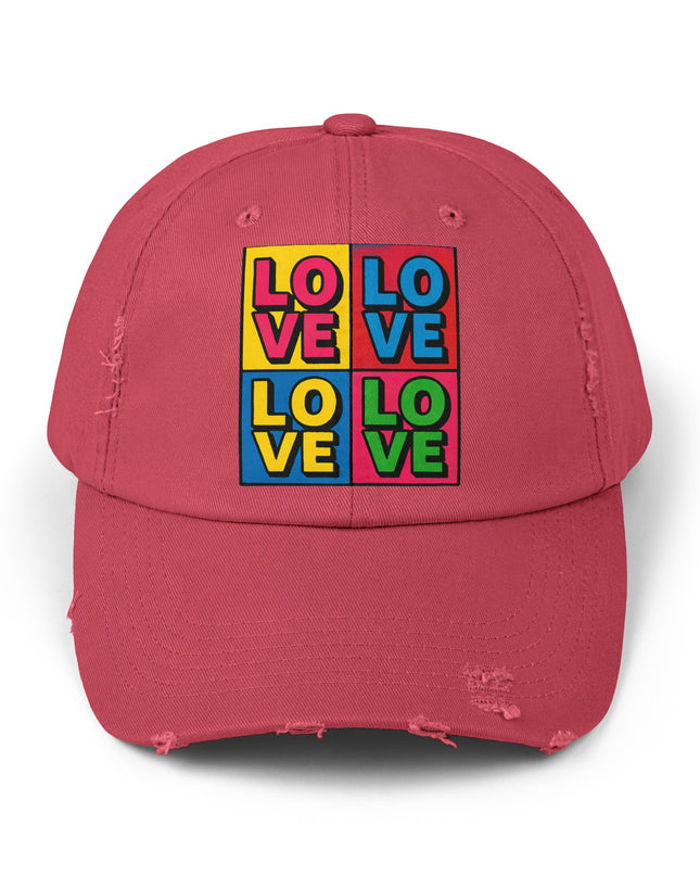 "Love (Andy Warhol style)"Unisex Distressed Cap