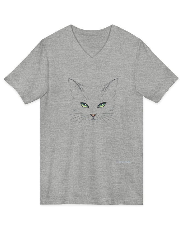 "Cat Face Sketch" Unisex Jersey Short Sleeve V-Neck Tee