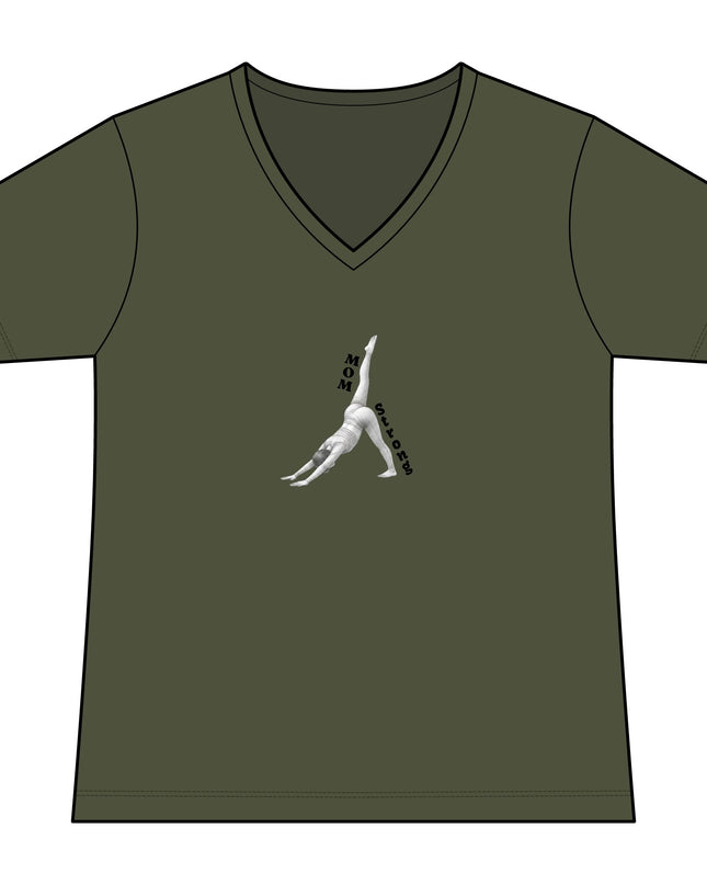 "Mom Strong Pilates" Women's Relaxed Jersey Short Sleeve V-Neck Tee