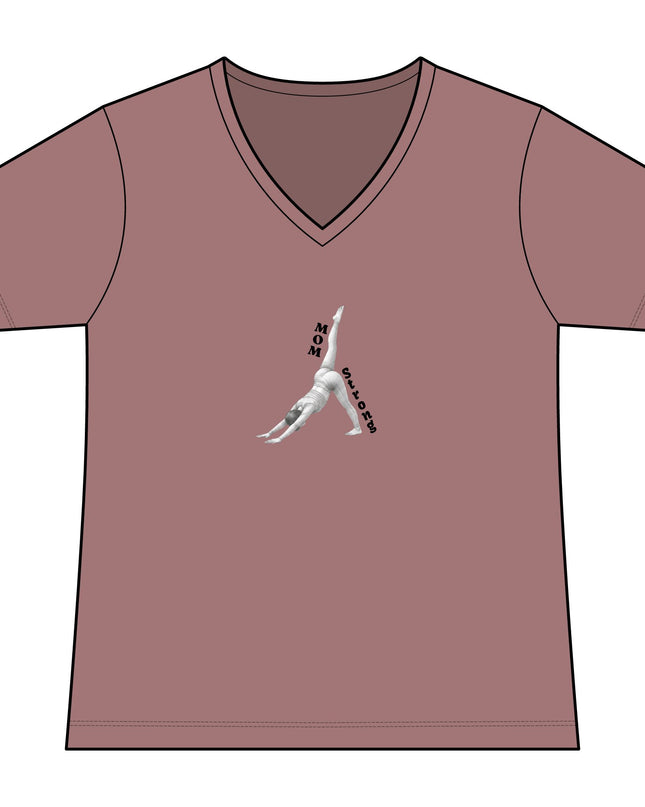 "Mom Strong Pilates" Women's Relaxed Jersey Short Sleeve V-Neck Tee