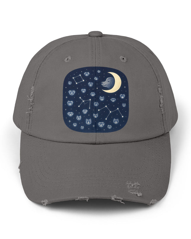 "Dog in the constellations" Unisex Distressed Cap