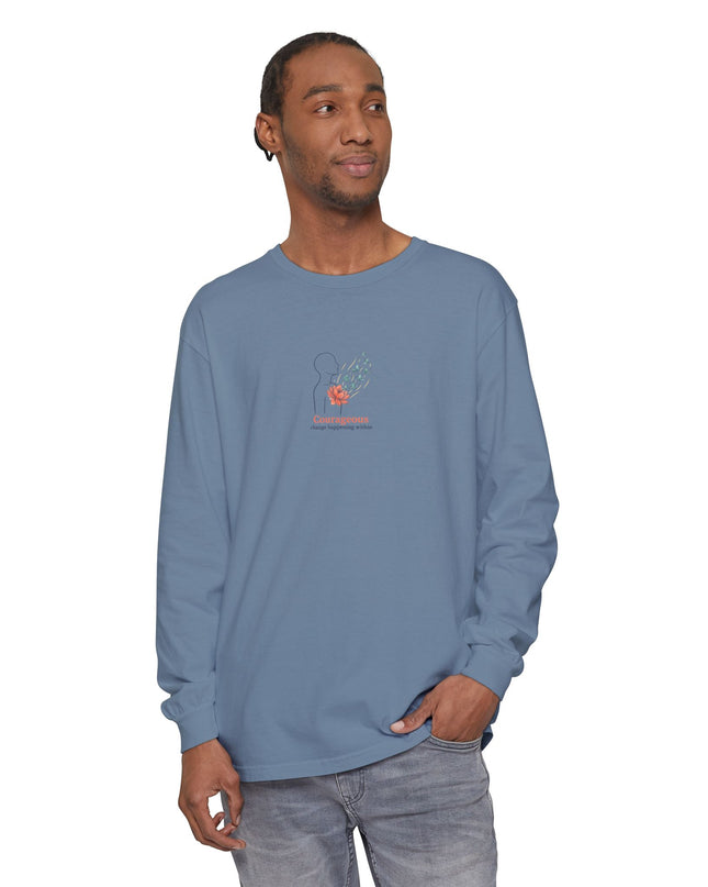 "Courageous Change Happening Within" Unisex Garment-dyed Long Sleeve T-Shirt