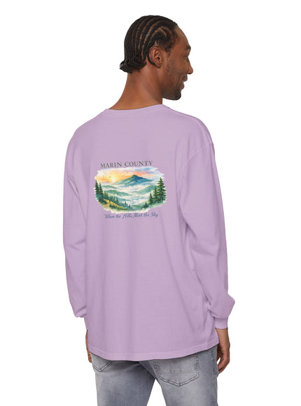 "Marin County, Where the Hills Meet the Sky" Unisex Garment-dyed Long Sleeve T-Shirt