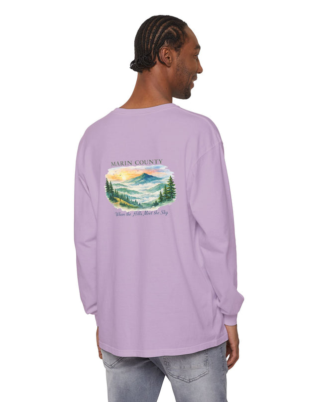 "Marin County, Where the Hills Meet the Sky" Unisex Garment-dyed Long Sleeve T-Shirt