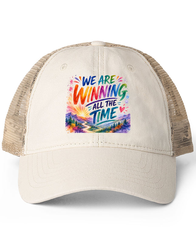 "We are Winning all the Time" Women's Washed Mesh-Back Cap