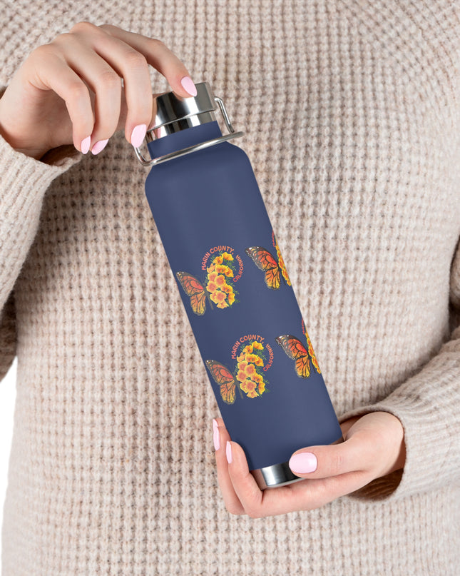 "Butterflies and Poppies Marin County, California" Copper Vacuum Insulated Bottle, 22oz