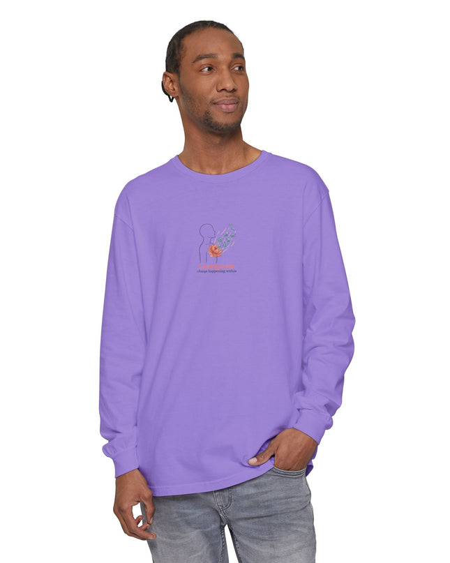 "Courageous Change Happening Within" Unisex Garment-dyed Long Sleeve T-Shirt