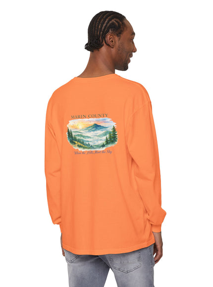 "Marin County, Where the Hills Meet the Sky" Unisex Garment-dyed Long Sleeve T-Shirt