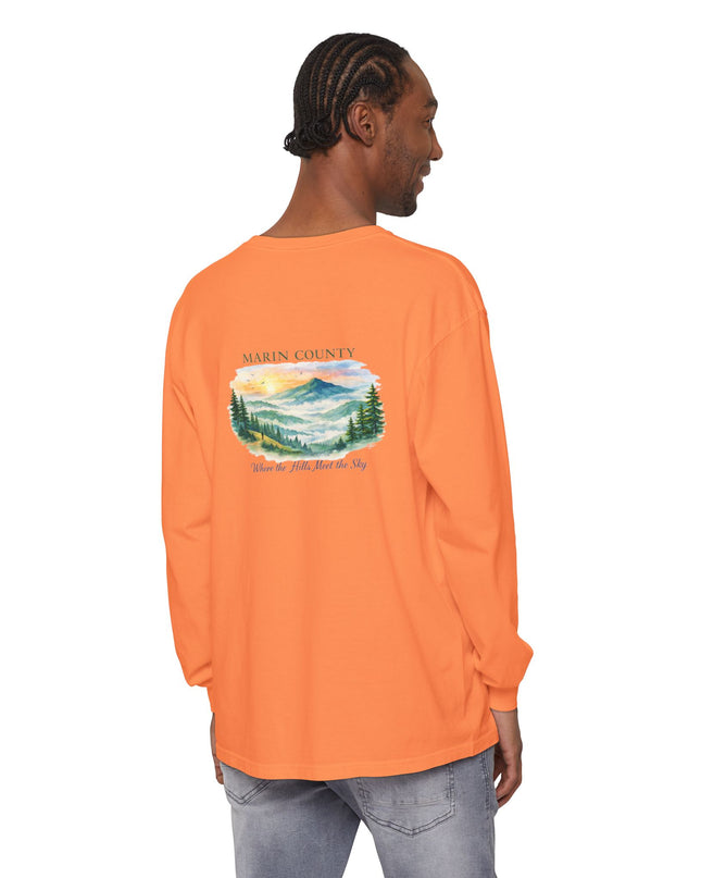 "Marin County, Where the Hills Meet the Sky" Unisex Garment-dyed Long Sleeve T-Shirt