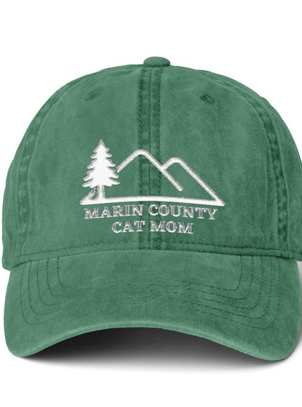 "Marin County Cat Mom" Women's Pigment-Dyed Cap with Fashion Undervisor (Embroidery)