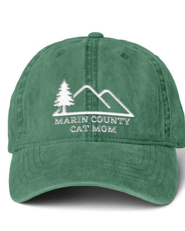 "Marin County Cat Mom" Women's Pigment-Dyed Cap with Fashion Undervisor (Embroidery)