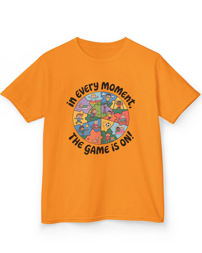 "In every moment, the game is on" Kids Short Sleeve Tee