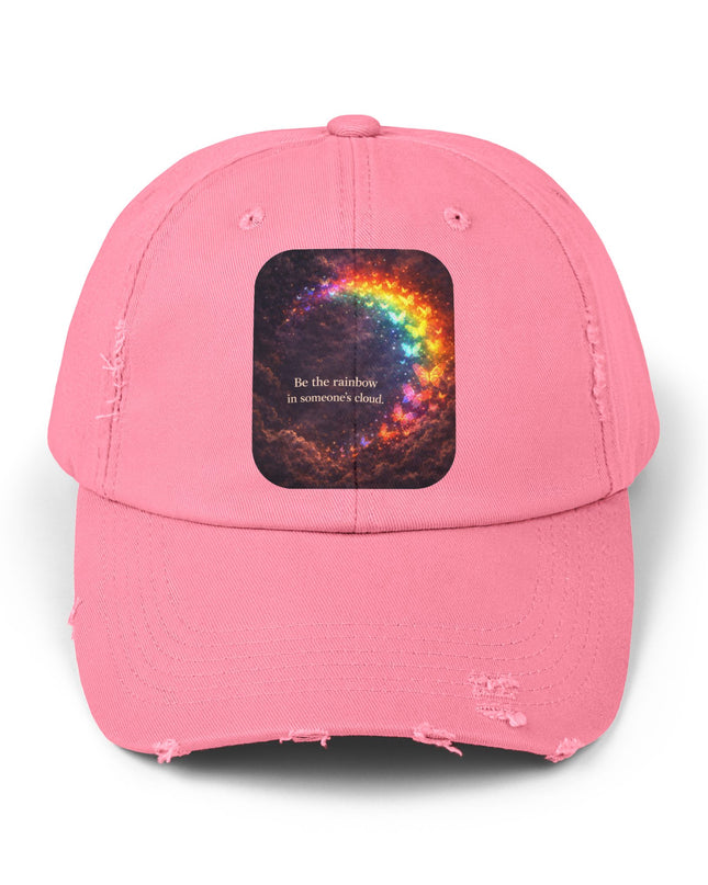 "Be the Rainbow in Someone's Cloud" Unisex Distressed Cap