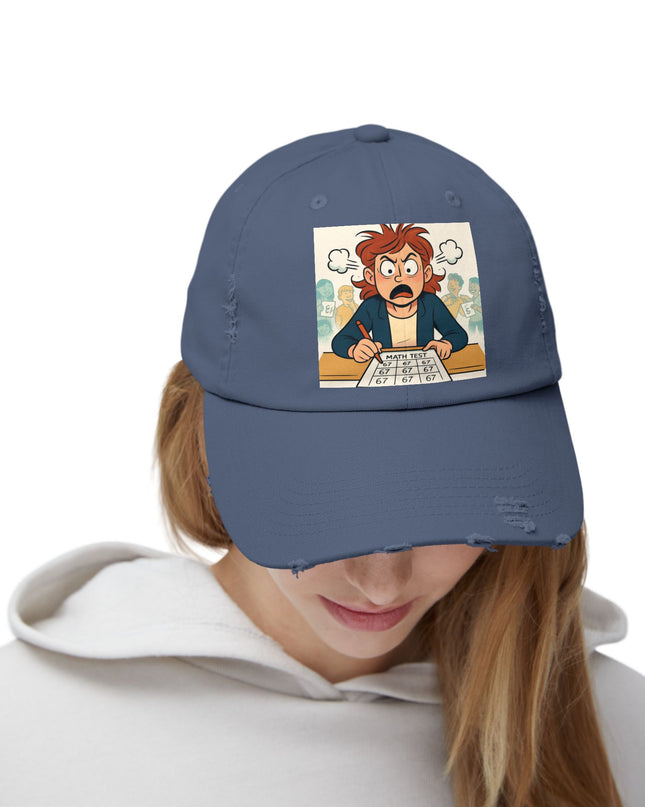 "67 with a Frustrated Math Teacher" - Unisex Distressed Cap