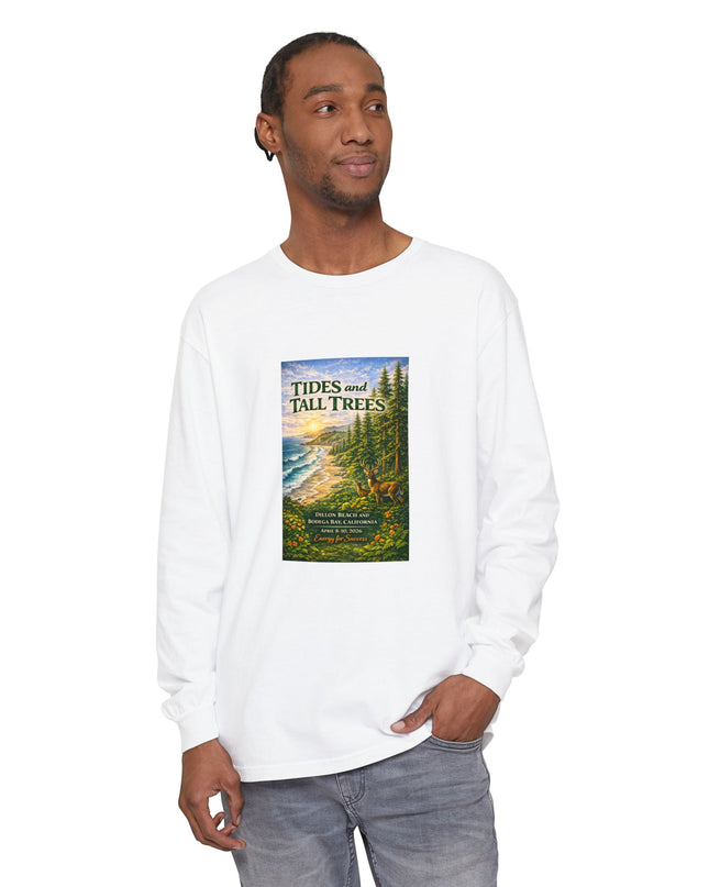 "Tides and Tall Trees" Unisex Garment-dyed Long Sleeve T-Shirt